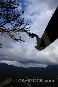 Silhouette tree cloud southeast asia mount phu si.