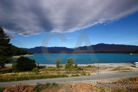 Sky lake tekapo mountain south island landscape.