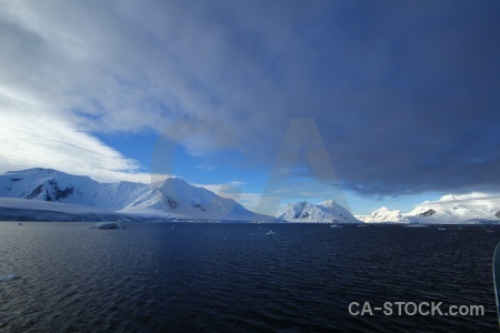 Sky landscape snowcap ice south pole.