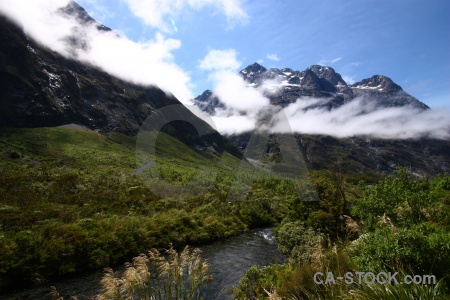 Sky new zealand south island water mountain.