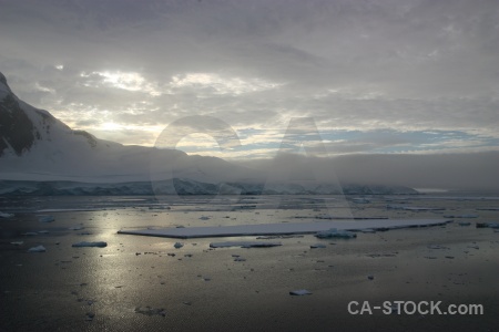 Snow channel fog sea antarctica.