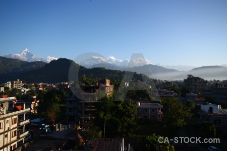 Snow machhapuchchhre building nepal tree.