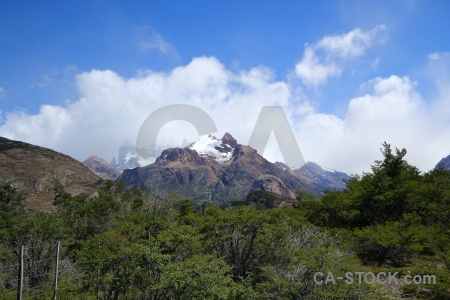 Snowcap mountain cloud landscape patagonia.