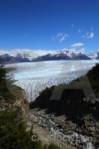 Snowcap snow patagonia rock tree.