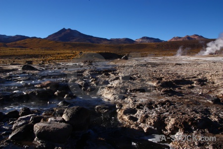 South america landscape mountain steam el tatio.