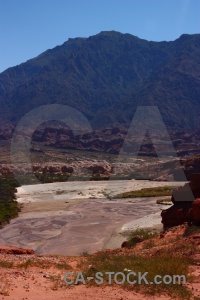 South america landscape quebrada de cafayate valley river.