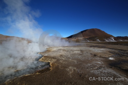 South america mountain chile steam geyser.