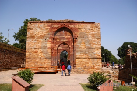 South asia delhi brick monument tree.