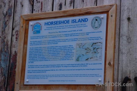 South pole antarctica cruise horseshoe base sign antarctic peninsula.