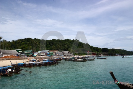 Southeast asia boat tropical cloud thailand.