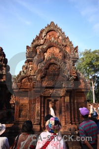 Southeast asia cambodia temple carving ruin.