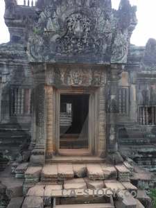 Southeast asia column unesco carving lichen.