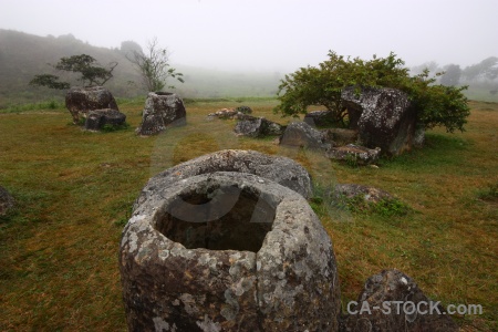 Southeast asia plain of jars lichen fungus sky.