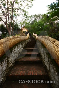 Southeast asia sky mount phou si step buddhism.