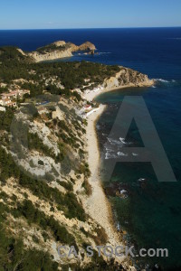 Spain javea coast cliff water.