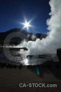 Steam el tatio chile south america geyser.