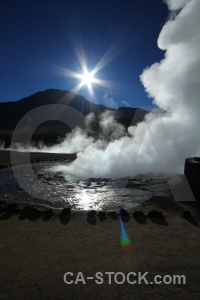 Steam el tatio chile water geyser.