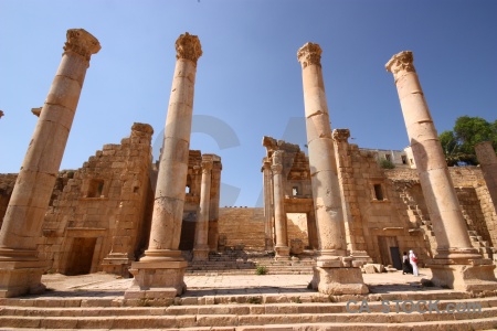 Stone pillar jordan jarash roman.