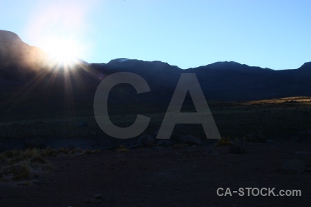 Sun el tatio landscape chile south america.