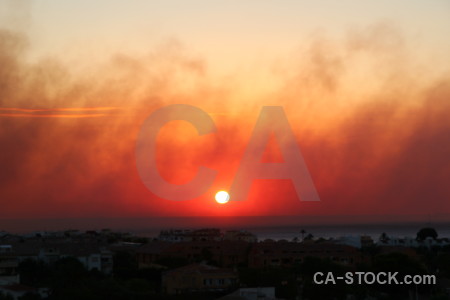 Sun sunset smoke spain europe.