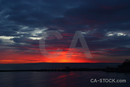 Sunset blue sky red cloud.