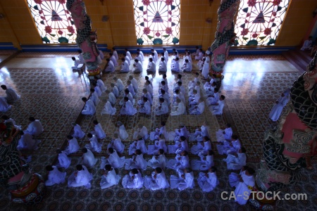 Temple religion inside pray tay ninh holy see.