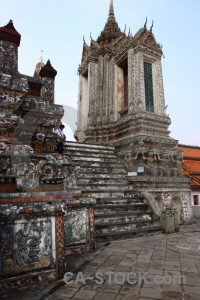 Temple step ornate bangkok building.