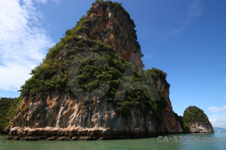 Thailand sky limestone water tree.