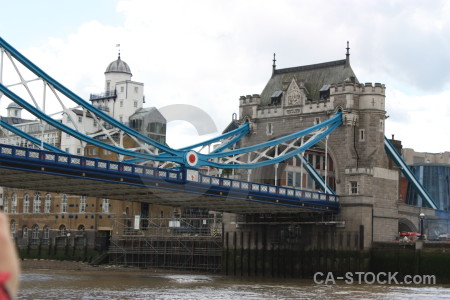 Tower bridge blue building white.