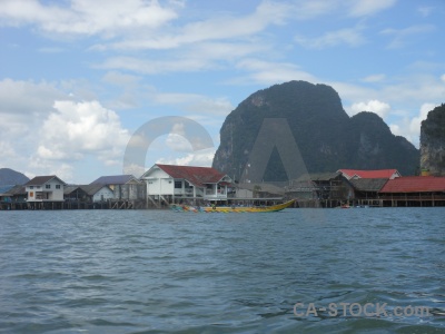 Tropical phang nga bay island sky building.