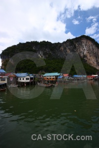 Tropical phang nga bay village island cloud.