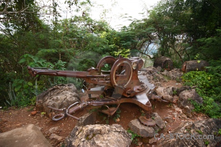 Unesco machine gun rust luang prabang laos.