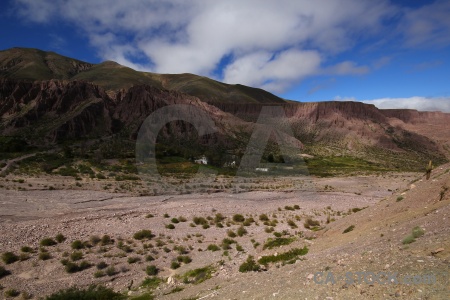 Valley argentina sky cloud river bed.