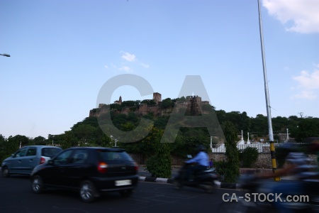 Vehicle car road fort sky.