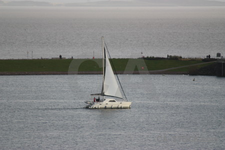 Vehicle gray boat.