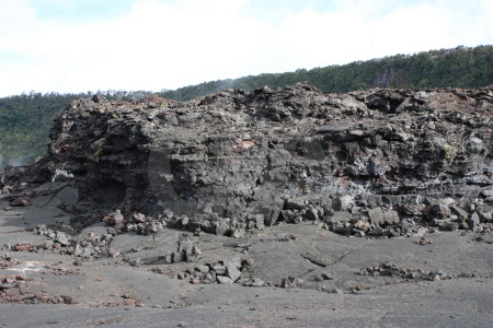 Volcanic crater white lava.