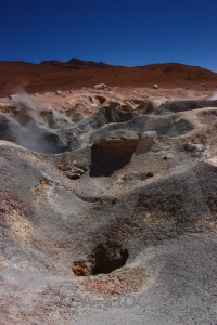 Volcanic mountain bolivia steam sky.