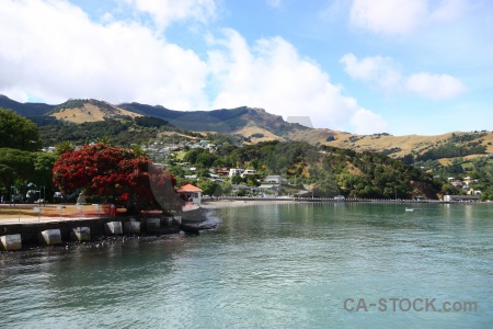 Water akaroa sea building south island.