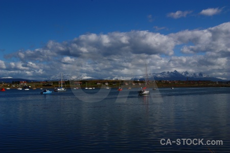 Water sky mountain vehicle sea.