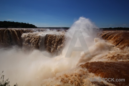 Waterfall iguazu river water south america argentina.