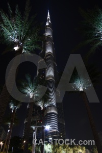 Western asia uae tower night burj khalifa.