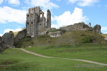 White building green castle.