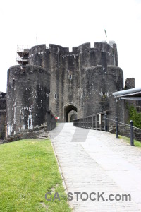 White building green castle.