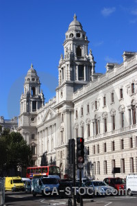 White person blue building.