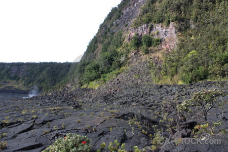 White volcanic lava crater green.