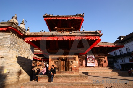 Wood durbar square building nepal sky.