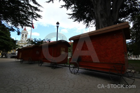 Wooden chile cloud vehicle wheel.