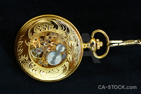 Yellow pocket watch object black.